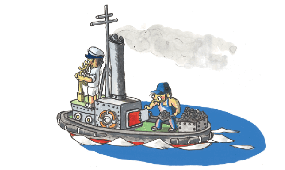 イラスト:船を運転している様子